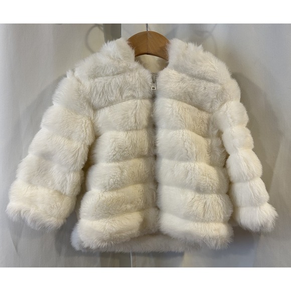 Vintage Outbrook Kids Faux Fur White Coat Size 18 Months Made In USA‎
